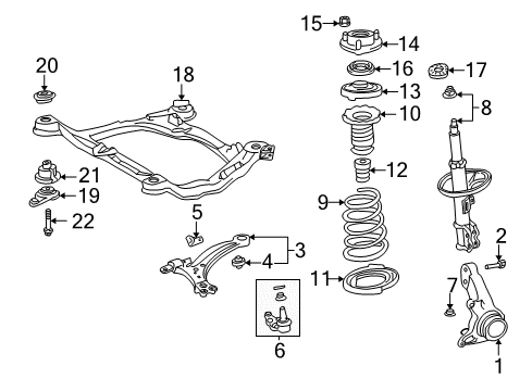 2002 Toyota Sienna Front Suspension Components, Lower Control Arm, Stabilizer Bar Diagram