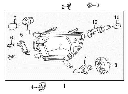 2015 Toyota Tacoma Driver Side Headlight Assembly Diagram for 81150-04181