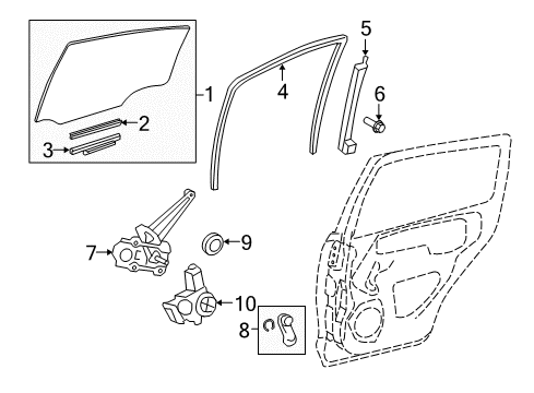 2014 Toyota Yaris Regulator Assembly, Rear D Diagram for 69840-52260