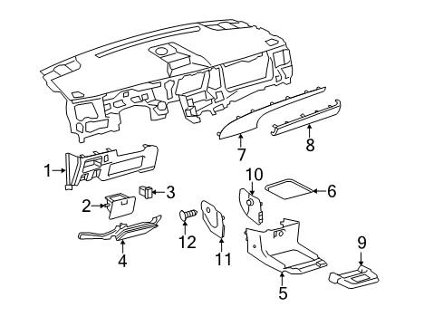 2013 Toyota Sienna Panel, Instrument Panel Finish Diagram for 55435-08010-B0