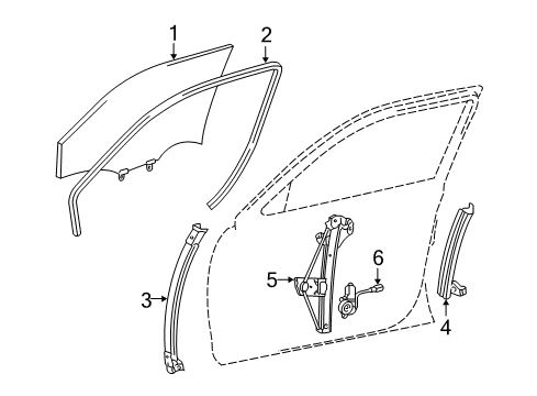 2002 Toyota Avalon Front Door - Glass & Hardware Diagram