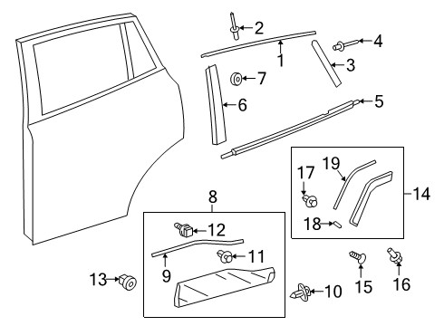 2020 Toyota RAV4 Exterior Trim - Rear Door Diagram