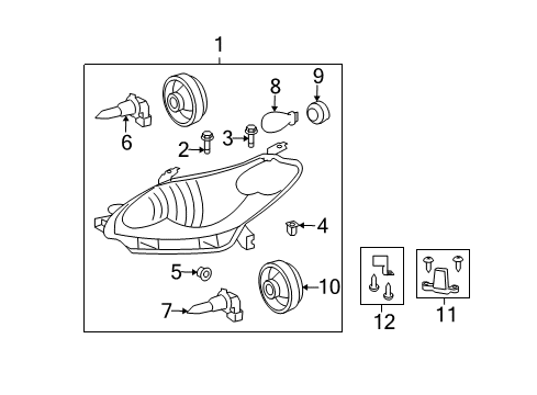 2011 Toyota Matrix Drivers Headlight Headlamp Replacement Diagram for 81150-02650