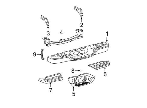 2005 Toyota Tundra Reinforcement, Rear Bumper Bar Corner Diagram for 52178-0C020