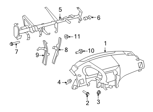 2008 Toyota Highlander Cluster & Switches, Instrument Panel Diagram 1 - Thumbnail