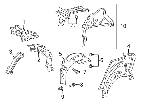 2022 Toyota Corolla Inner Structure - Quarter Panel Diagram