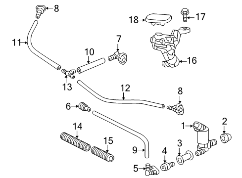 2018 Toyota Land Cruiser Hose, Headlamp Cleaner, Front Driver Side Diagram for 85275-60090