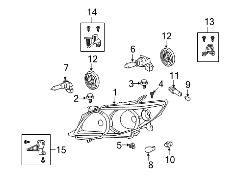 2010 Toyota Corolla RETAINER, HEADLAMP Protector, LWR LH Diagram for 81196-12060