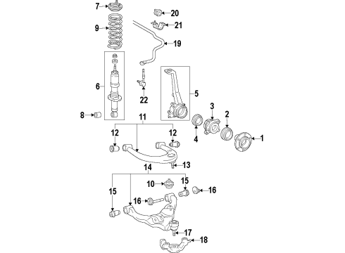 2007 Toyota Tacoma Front Suspension, Control Arm Diagram 4 - Thumbnail