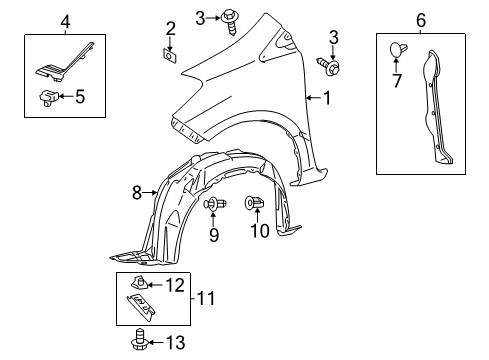 2013 Toyota Yaris Seal, Front Fender To COWL Side Diagram for 53867-52090