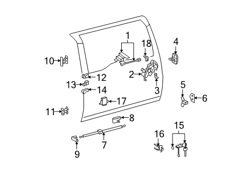 2010 Toyota FJ Cruiser Bracket, Back Door Damper Stay, Lower LH Diagram for 68948-35010