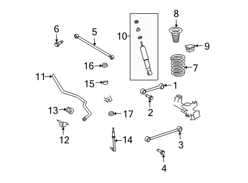 2010 Toyota FJ Cruiser Rear Suspension, Control Arm Diagram 1 - Thumbnail