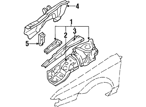 1988 Toyota Corolla Fender - Inner Components Diagram