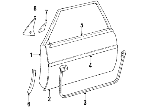 1986 Toyota Supra Driver Side Mirror Outside Rear View Diagram for 87961-14820