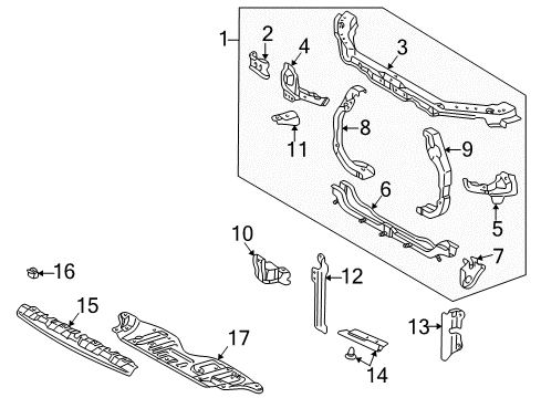 2001 Toyota Camry Support Sub-Assy, Hood Lock Diagram for 53208-AA010