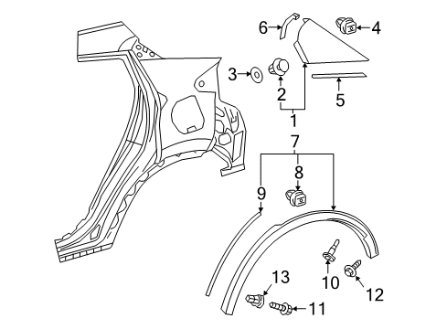 2018 Toyota C-HR Cover, Quarter PILLA Diagram for 62581-F4010