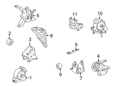 1999 Toyota Corolla Engine & Trans Mounting Diagram