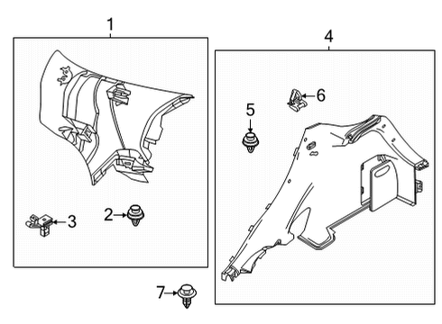 2020 Toyota Yaris Upper Quarter Trim, Inner Driver Side Diagram for 62472-WB004