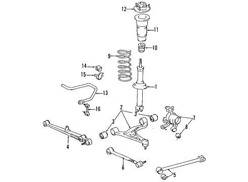 1993 Toyota Supra Rear Struts & Stabilizer Bar, Rear Suspension Diagram 2 - Thumbnail