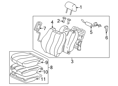 2001 Toyota Solara Seat Back Assembly, Driver Side Diagram for 71440-AA240-A2