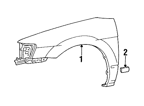 1992 Toyota Paseo Fender Sub-Assy, Front RH Diagram for 53801-16390