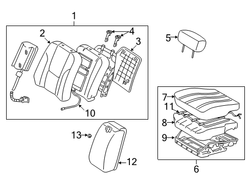 2001 Toyota Avalon Front Seat Back Cover, Right(For Separate Type) Diagram for 71073-AC180-B1