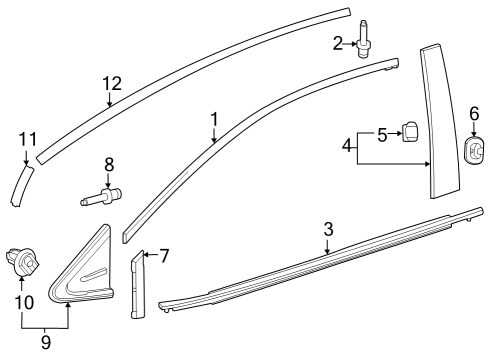 2023 Toyota GR Corolla MOULDING Assembly Fr Do Diagram for 75710-12890