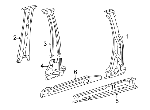 2000 Toyota Sienna Pillar, Center Body, Inner RH Diagram for 61343-08010