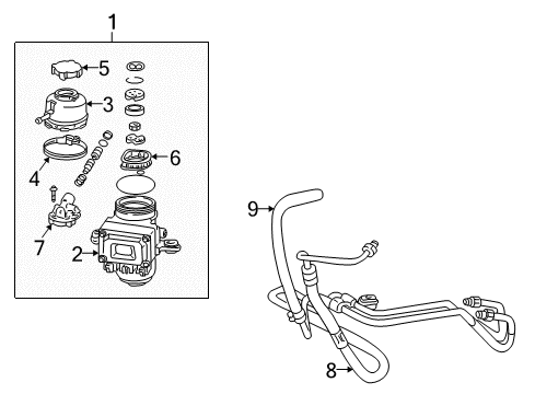 2005 Toyota MR2 Spyder P/S Pump & Hoses, Steering Gear & Linkage Diagram