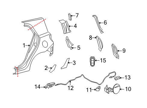 2008 Scion xD Quarter Panel & Components Diagram