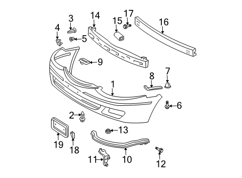 2003 Toyota Solara Bracket, Front License Plate Diagram for 75101-AA030