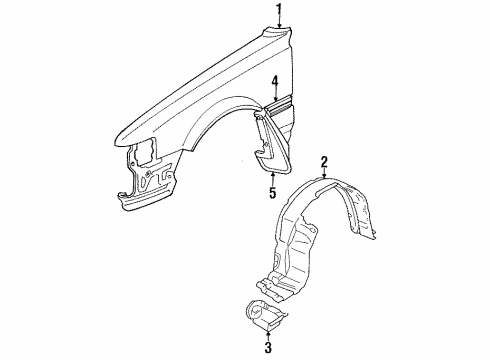 1991 Toyota Cressida Fender Sub-Assy, Front RH Diagram for 53801-2A240