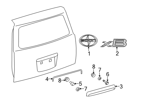 2006 Scion xB Molding, Olive, Rear Diagram for 76811-52122-G0