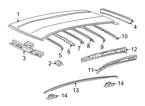 2014 Scion xD Roof & Components, Exterior Trim Diagram