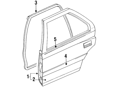 1992 Toyota Tercel Rear Door & Components, Exterior Trim, Body Diagram