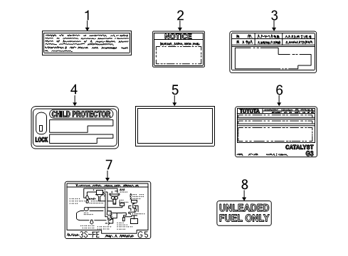 1996 Toyota RAV4 Information Labels Diagram