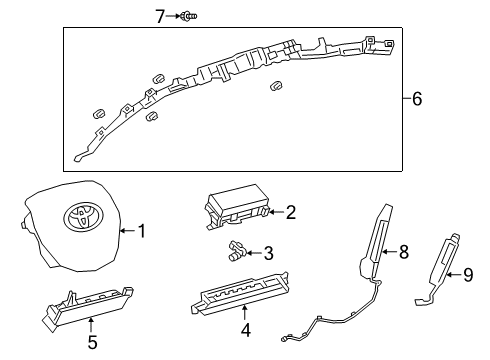 2019 Toyota Avalon Air Bag Assembly, CURTAI Diagram for 62180-07030