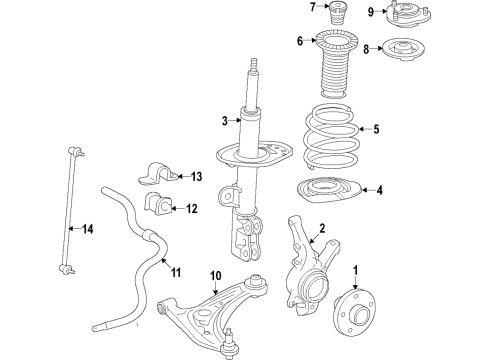 2020 Toyota Yaris Shock Absorber Assembly Diagram for 48510-WB004