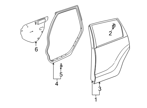 2004 Toyota Matrix Weatherstrip, Rear Door, RH Diagram for 67871-01050