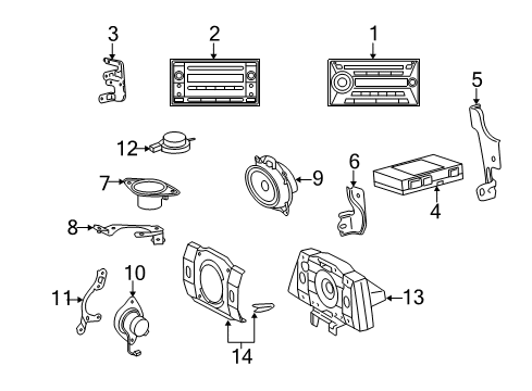 2013 Toyota FJ Cruiser Speaker Assembly, Front Diagram for 86160-22A00