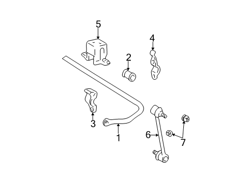 2001 Toyota Highlander Rear Suspension Components, Lower Control Arm, Stabilizer Bar Diagram 1 - Thumbnail