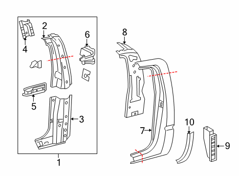 2012 Toyota Tacoma Panel, Cab Rear Pillar, Inside LH Diagram for 61532-04080