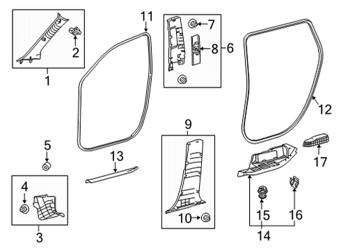 2020 Toyota Highlander Interior Trim - Pillars Diagram