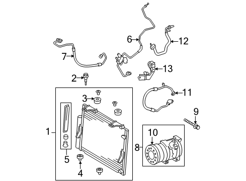 2007 Toyota Tundra A/C Condenser, Compressor & Lines Diagram