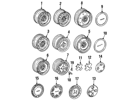 1990 Toyota Corolla Wheel Hub Ornament Sub-Assembly Diagram for 42603-12230