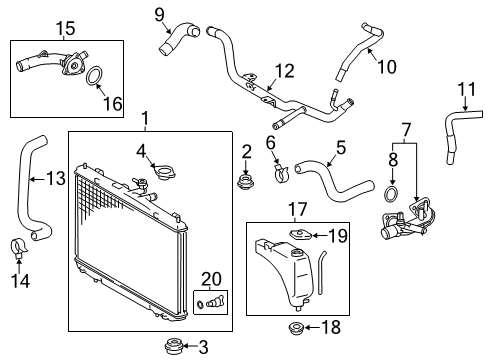 2017 Toyota Sienna Radiator & Components Diagram