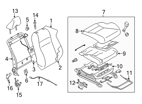 2019 Toyota 86 Front Seat Components Diagram