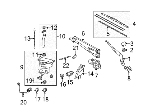 2019 Toyota 4Runner Windshield - Wiper & Washer Components Diagram