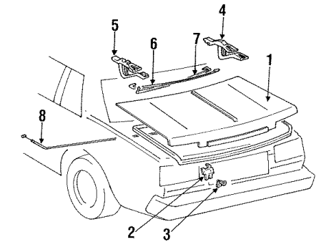 1985 Toyota Celica Luggage Compartment Door Lock Assembly Diagram for 64610-14050