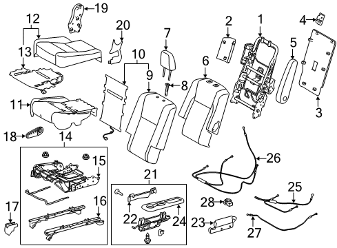 2016 Toyota Highlander Rear Seat Back Cover, Left Diagram for 72996-0E070-B0